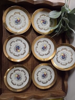 Vintage Bavaria "Auf Feines" Porcelain Tea  Saucers- Set Of 7